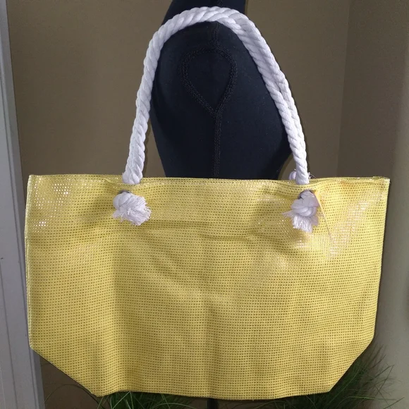 Yellow & Rose Gold Summer Love Large Tote Bag  NWT - Picture 6 of 9